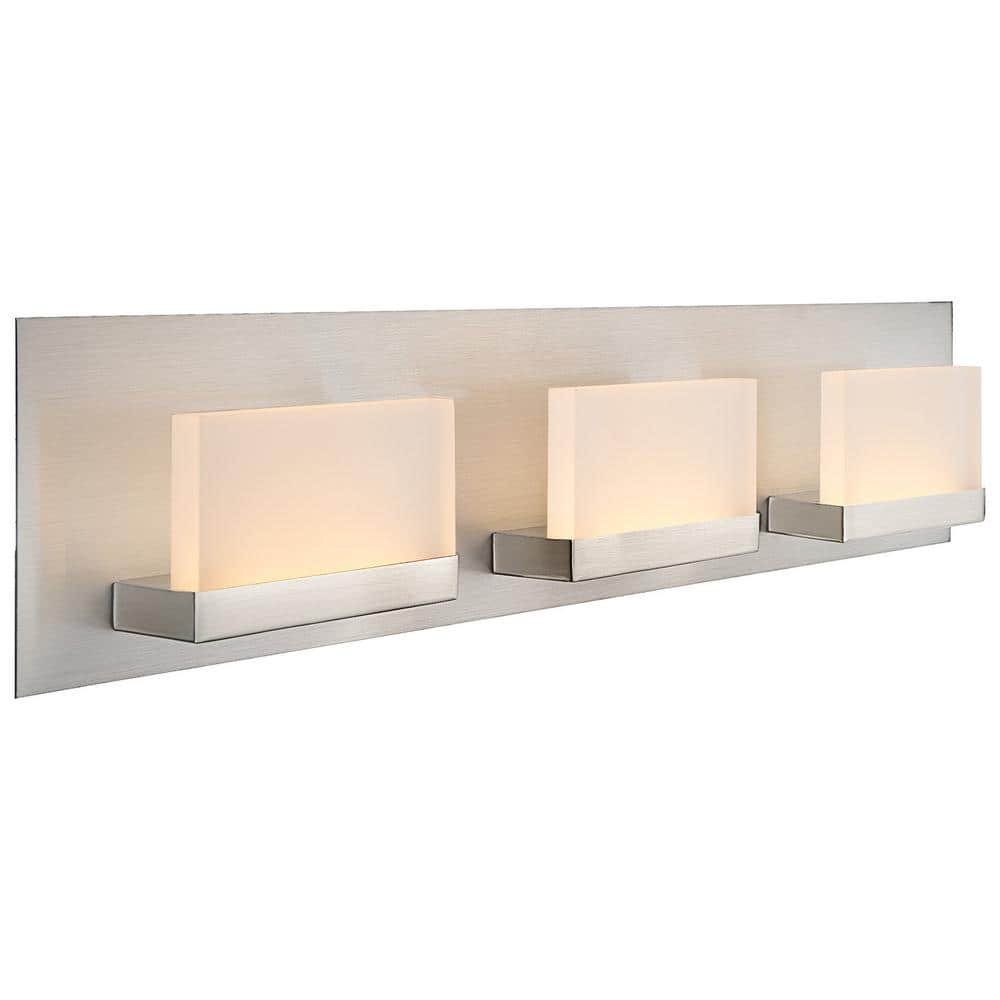 Everett 2.75 in. 3-Light Brushed Nickel LED Modern Bathroom Vanity Light with Frosted Shade price history on PriceWatchPro