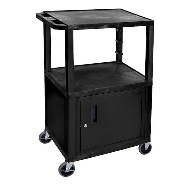 Rubbermaid Xtra Black Utility Carts Three shelves; With lockable  doors/sliding