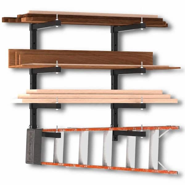 LUKVIZO 4 Pack Metal Lumber Storage Rack Wall Mount Folding Garage