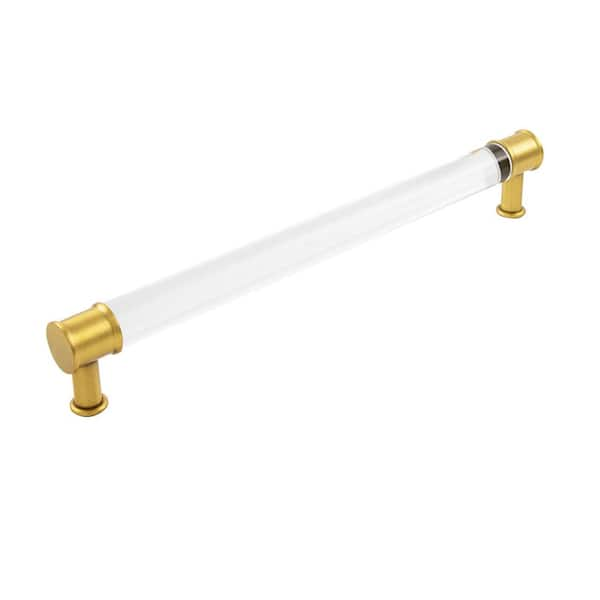 HICKORY HARDWARE Midway Collection 12 in. (305mm) C/C Crysacrylic with Brushed Golden Brass Cabinet Drawer & Door Pull