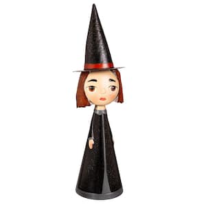 Metal Witch Statuary With Black Hat