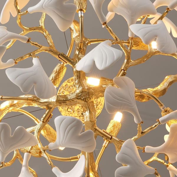 YUYI 31.5 in. 9-Light Gold Sputnik Chandelier Luxury Round Ceramic