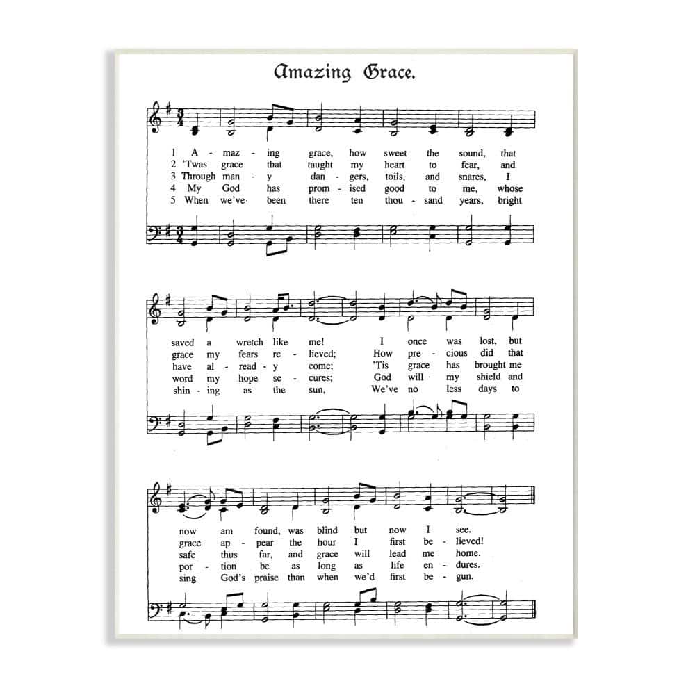10 in. x 15 in. Amazing Grace Vintage Sheet Music by Lettered and Line