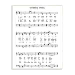 10 in. x 15 in. "Amazing Grace Vintage Sheet Music" by Lettered and Lined Printed Wood Wall Art