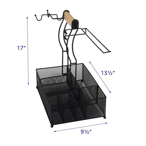 9.6 in. W x 13.4 in. L x 17.2 in. H Metal Outdoor Picnic and Grill Caddy Patio Accessory