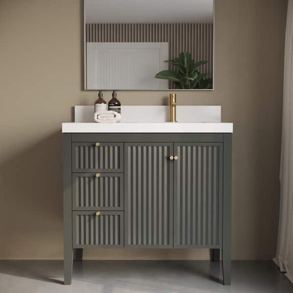 Urban Woodcraft Davos 36in, Engineered Stone Composite Top, Single Vanity (GREY)