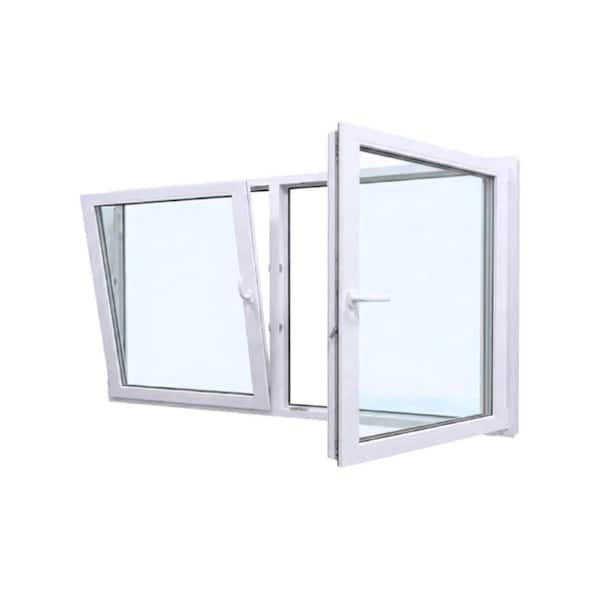 72 in. x 48 in. Elite Triple Pane White Exterior/Interior Vinyl Double Sash Tilt and Turn Window, LHS/RHS Inward Swing