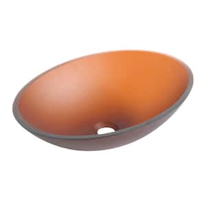 Yunus Modern Glass Frosted Brown Tempered Glass Oval Vessel Sink