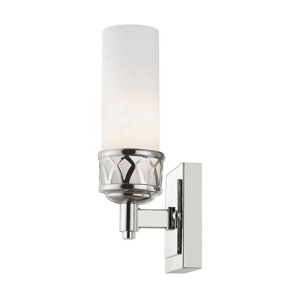Polished Chrome Wall Sconce with Satin White Glass