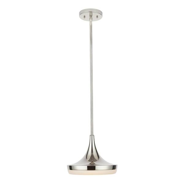 Home Decorators Collection 40-Watt Equivalent 10 in. Polished Nickel Integrated LED Mini-Pendant