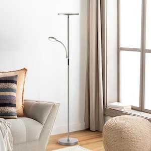 Modern Slim 71in. Space Gray Dimmable Torchiere Floor Lamp with Reading Side Light and Remote Control