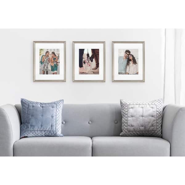 Adlynn 11 in. x 14 in. matted to 8 in. x 10 in. Silver Picture Frames (Set of 4)