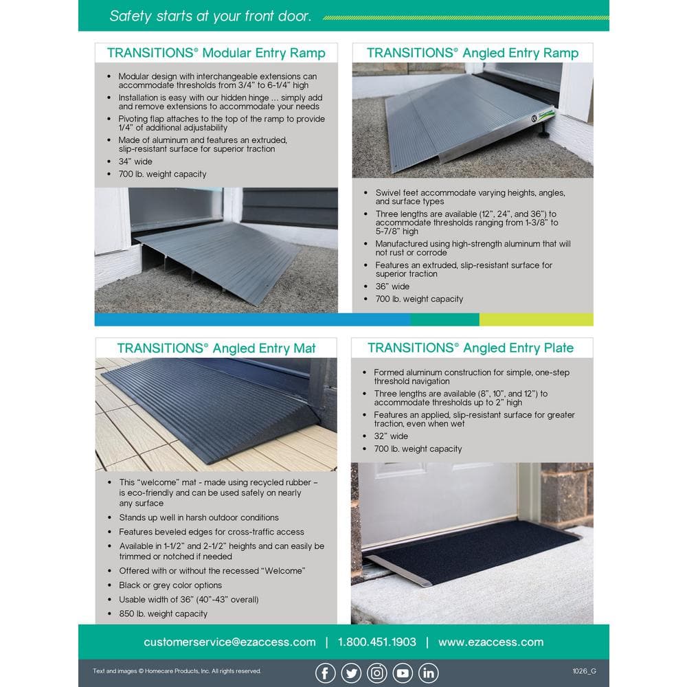 EZ-ACCESS 1.5 Inch Black Rubber Angled Entry Mat