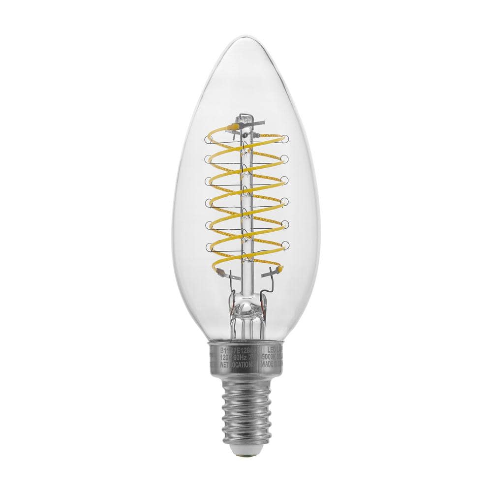 EcoSmart 60-Watt Equivalent B11 Dimmable E12 Candelabra Fine Bendy ...