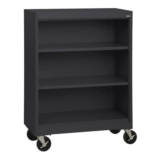 Sandusky 48 in. Black Metal 3-shelf Cart Bookcase with Adjustable Shelves
