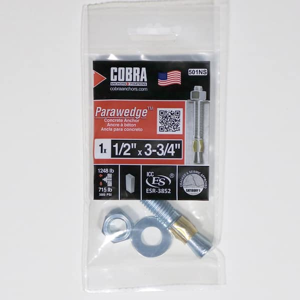 Cobra Anchors 1/2 in. x 3-3/4 in. Parawedge Anchor (1-Pack)
