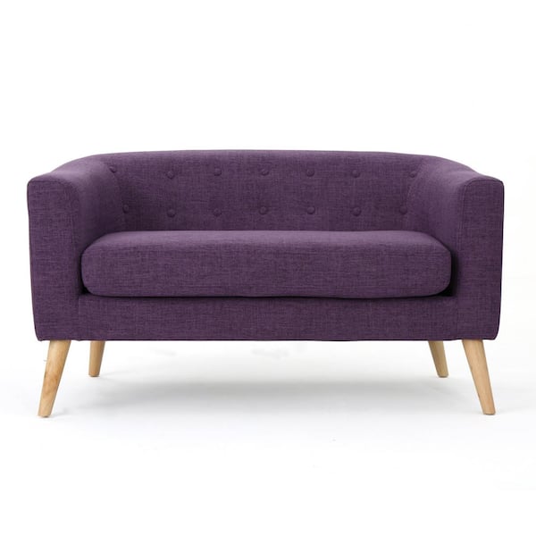 Unbranded Bridie 51.5 in. Muted Purple Polyester 2-Seater Loveseat with Tapered Wood Legs