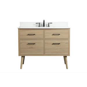 Timeless Home 42 in. W x 22 in. D x 33.5 in. H Bath Vanity in Mango Wood with Ivory White Top