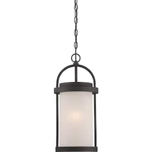 9.8-Watt Textured Black Integrated LED Outdoor Hanging Lantern