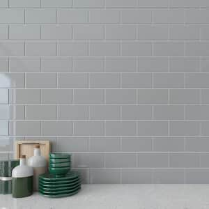 True Gray 3 in. x 6 in. x 8 mm Glass Subway Tile (5 sq. ft./case)