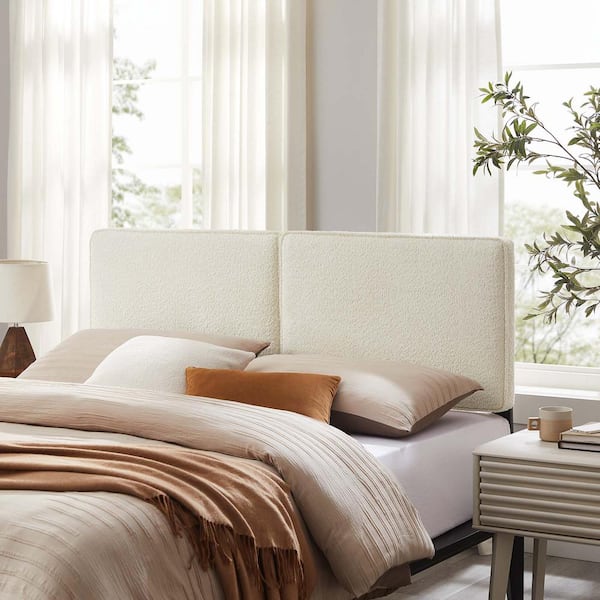 Lindee Cream Full Headboard Boucle Fabric
