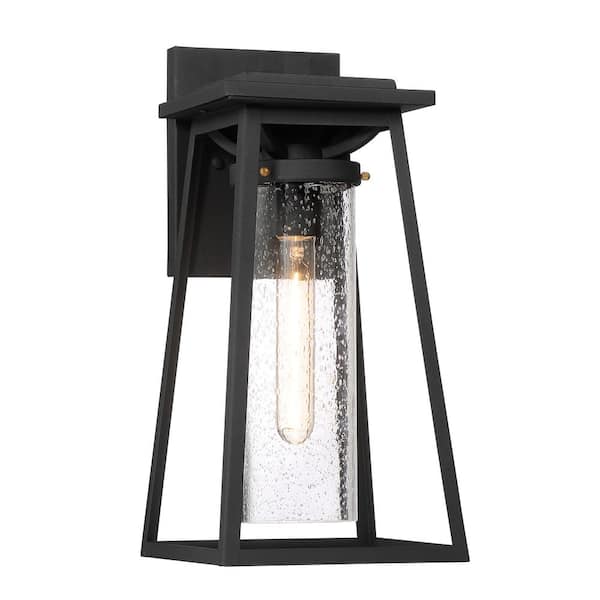 Minka Lavery Lanister Court Large 1-Light Sand Black with Gold Outdoor Light Wall Sconce