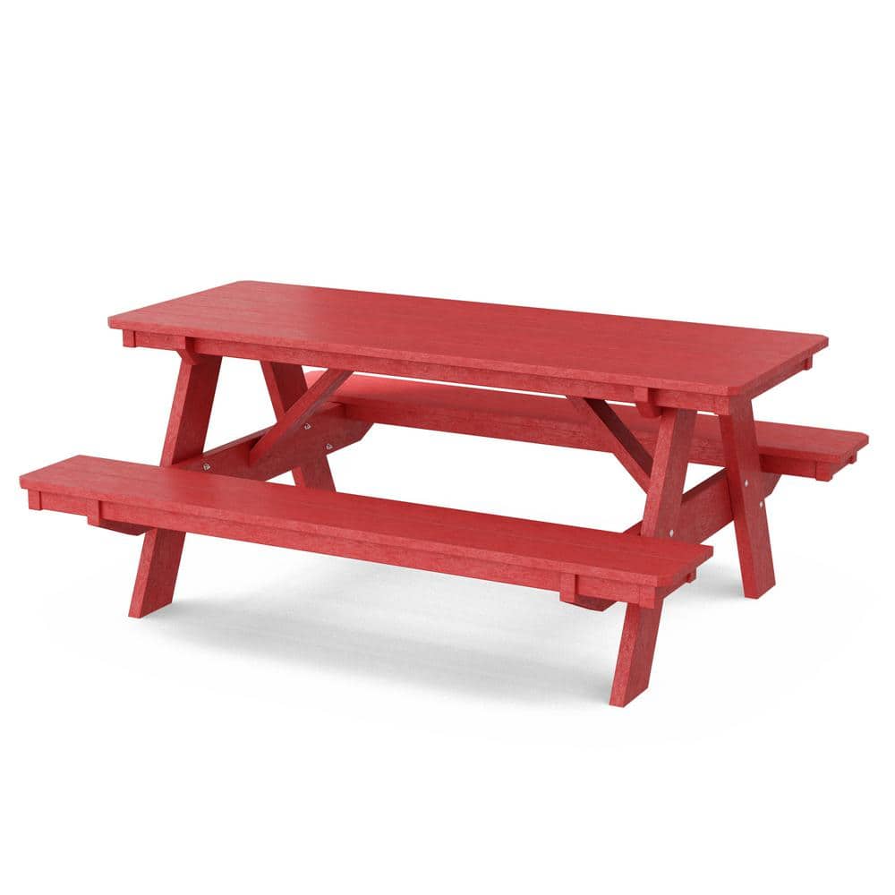 Heritage 72 in. Cardinal Red Rectangle HDPE Plastic Picnic Table Seats 6 People price history on PriceWatchPro