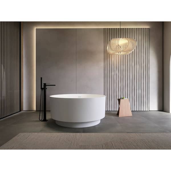 Xspracer Moray 49 in. x 49 in. Stone Resin Flatbottom Round Solid