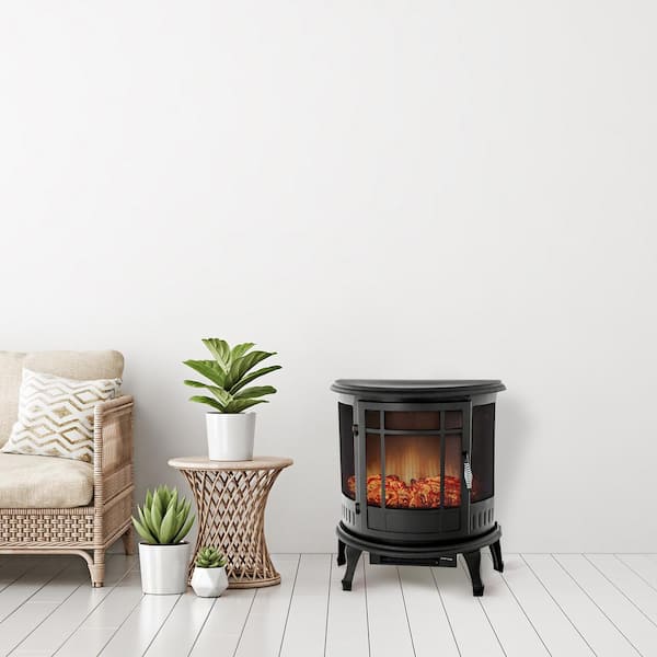 FLAME&SHADE 18 in. Freestanding Electric Fireplace in Black with Infrared Remote