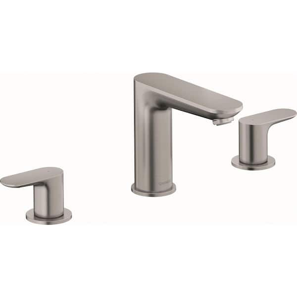 Duravit No.1 8 in. Widespread Double Handle Bathroom Faucet with Drain Kit Included in Brushed Nickel