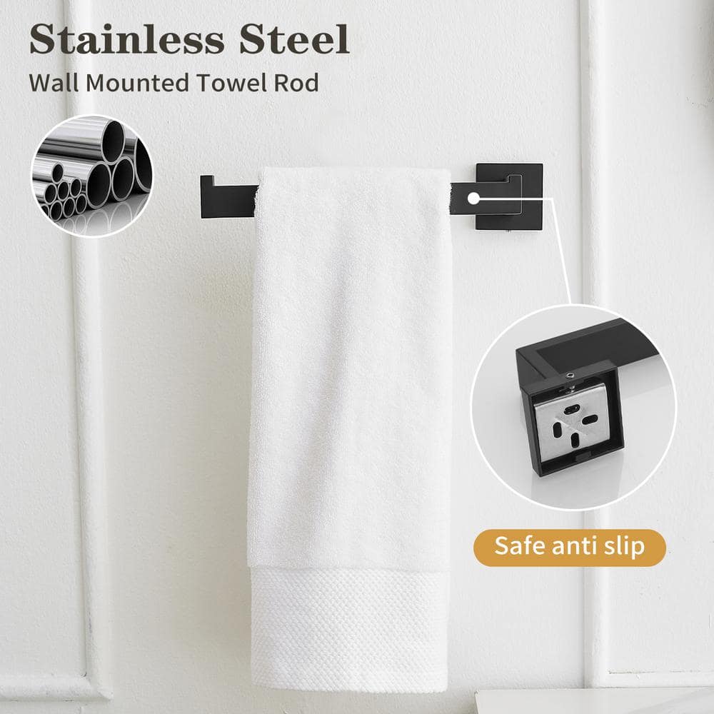 Matte Black Stainless Steel 5-Piece Bathroom Hardware Set