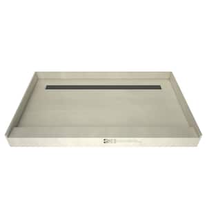 Redi Trench 48 in. x 72 in. Single Threshold Shower Base with Back Drain and Brushed Nickel Trench Grate