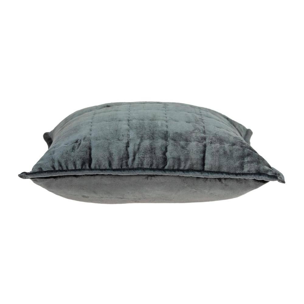 Charcoal Quilted Velvet Square Throw Pillow Set