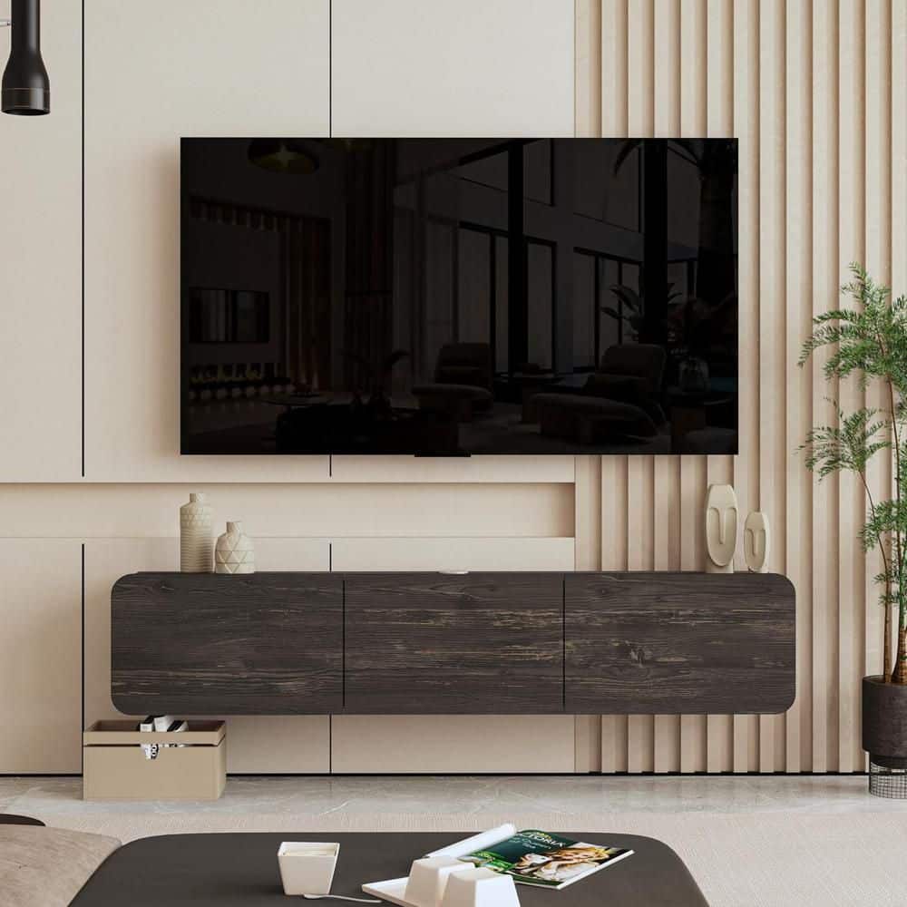 Brown Finish TV Stand Fits TV's up to 75 in.
