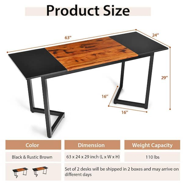 Home Office Desk-63 inch Large Computer Desk Table for Black