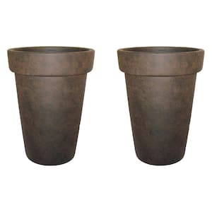 Ferndale 16 in. Rust Resin Indoor/Outdoor Decorative Pots Planter (2-Pack)