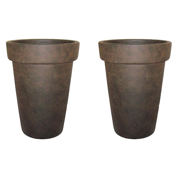 Vigoro Ferndale 16 in. Rust Resin Indoor/Outdoor Decorative Pots Planter (2-Pack)