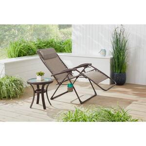 Mix and Match Oversized Folding Zero Gravity Steel Outdoor Patio Sling Chaise Lounge Chair in Riverbed Taupe