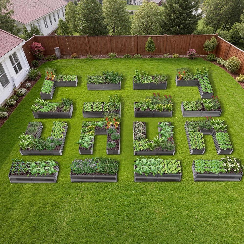 16-Piece Gray Metal Raised Garden Bed for Flexible Backyard Layouts (34 ft. L x 28 ft. W) price history on PriceWatchPro