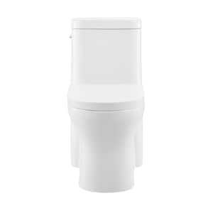 Monaco 1-Piece 1.1/1.6 GPF Dual Touchless Flush Elongated Toilet in White, Seat Included