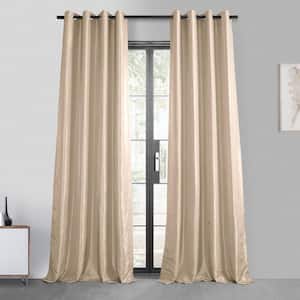 Antique Beige Faux Silk Grommet Blackout Curtain - 50 in. W x 108 in. L (1 Panel)