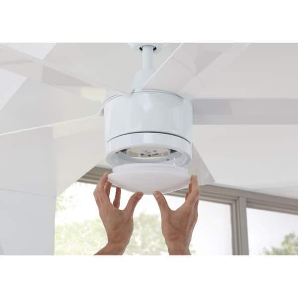 Home Decorators Collection - Merwry 52 in. Intergrated LED Matte White Ceiling Fan With Light And Remote Control