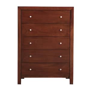 Burlington 5-Drawers Cherry Chest of Drawers 34 in. L x 17 in. W x 48 in. H