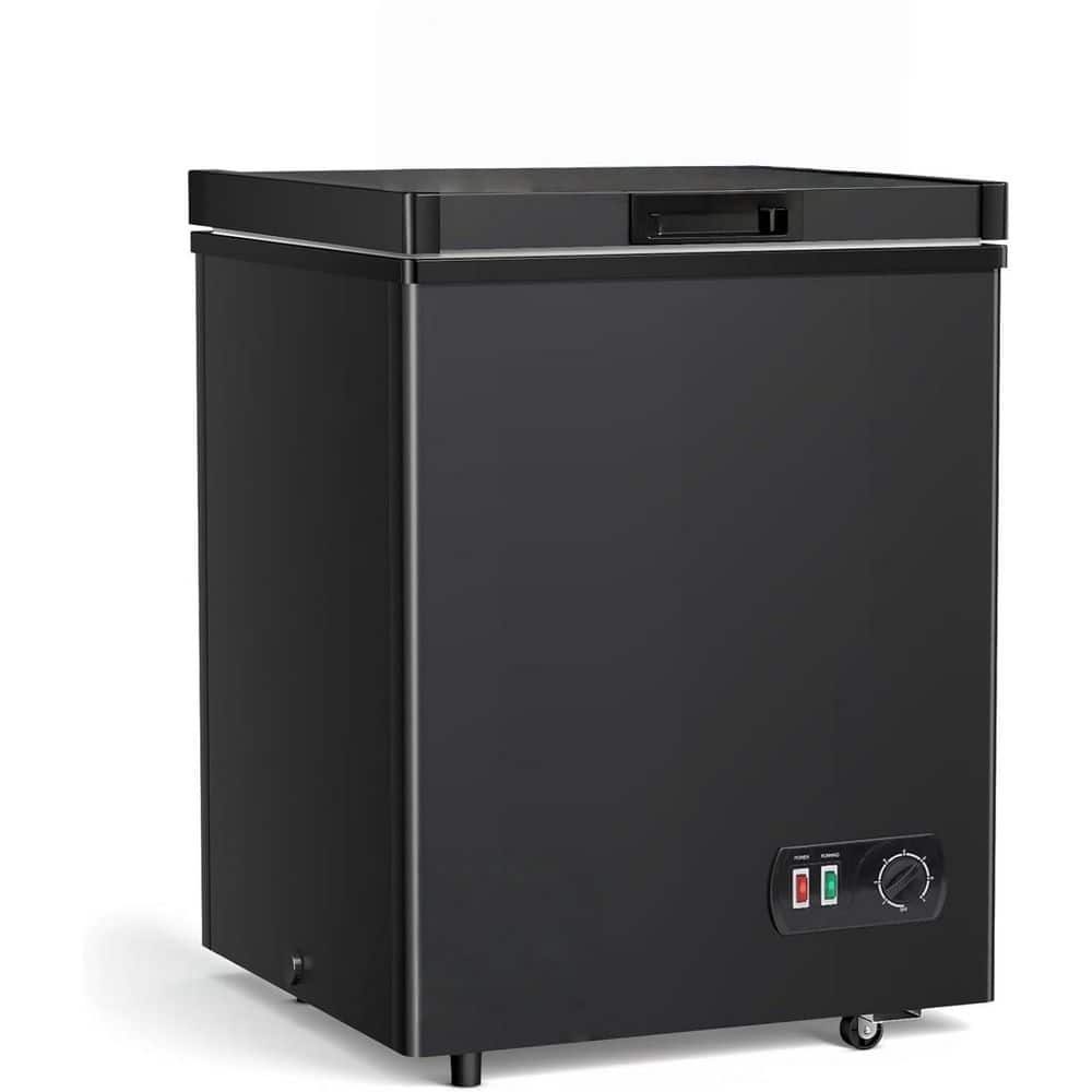 Atemomen 4.2 cu. Ft Manual Defrost Chest Freezer-Compact Deep Freezer in Black, Removable Basket and Wheels Energy Saving Quiet