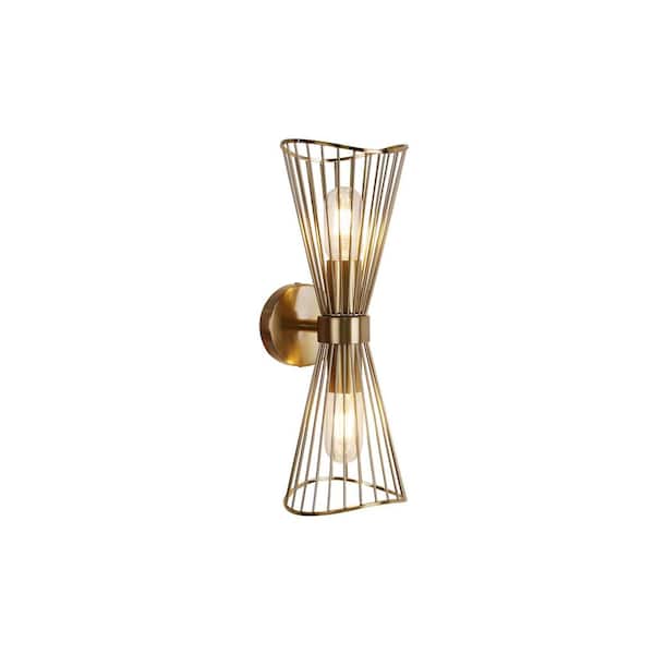 Farmhouse Modern Wall Lamp 5.5 in. 2-Light Wall Sconces Retro Gold Wall Mounted Lamp