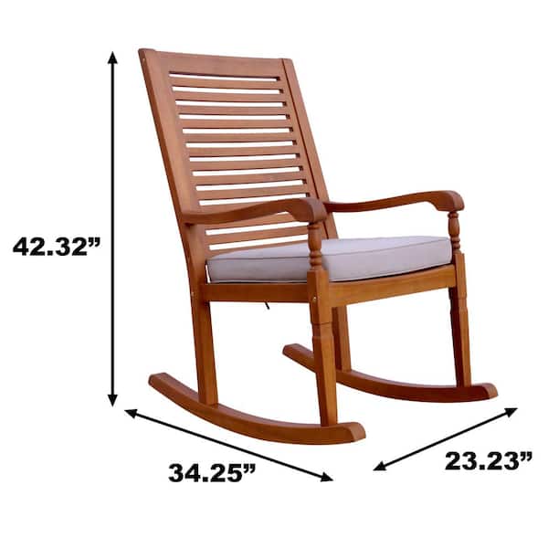Northbeam Nantucket Wood Outdoor Rocking Chair With Grey Cushion Rok0260210010 The Home Depot Northbeam Nantucket Wood Outdoor, Cushions For Outdoor Wood Rocking Chair