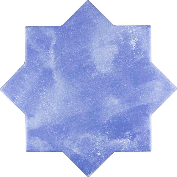 Apollo Tile Siena Cornflower Blue 5.35 in. x 5.35 in. Matte Ceramic Star-Shaped Wall and Floor Sample Tile (0.2 Sq. ft./case) 1-pack