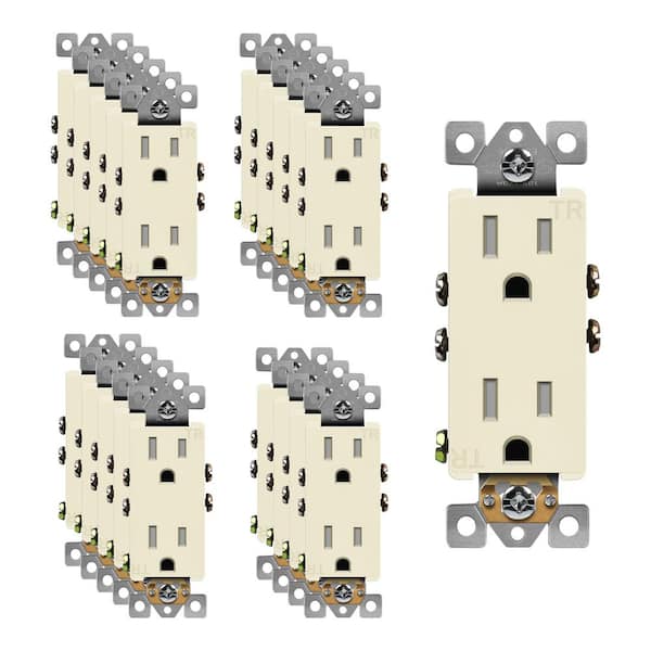 ENERLITES 15 Amp Decorator Duplex Outlet Receptacle, Tamper Resistant, Light Almond (20-Pack)
