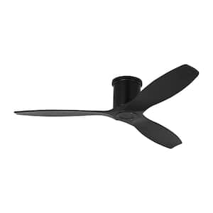 Collins 52 in. Smart Hugger Ceiling Fan in Midnight Black with Remote and Midnight Black Blades