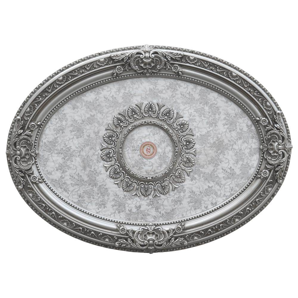 Antique Silver Oval Polystyrene Ceiling Medallion